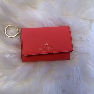 Kate Spade orange saffiano leather small chain wallet